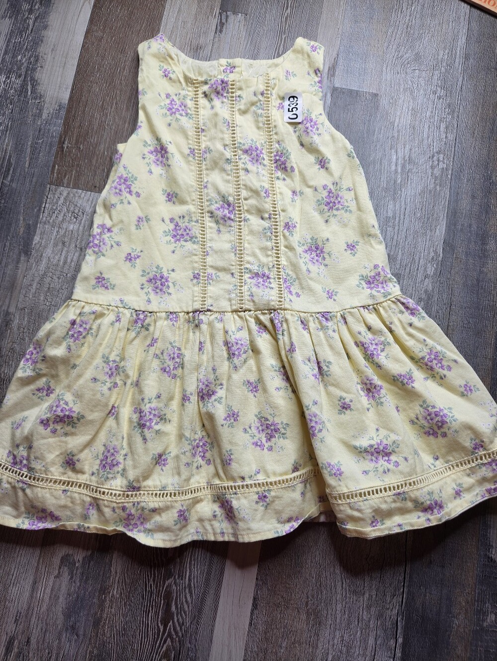 Janie And Jack Girls 5 Easter 2025 Yellow Dress Purple Flowers Lined